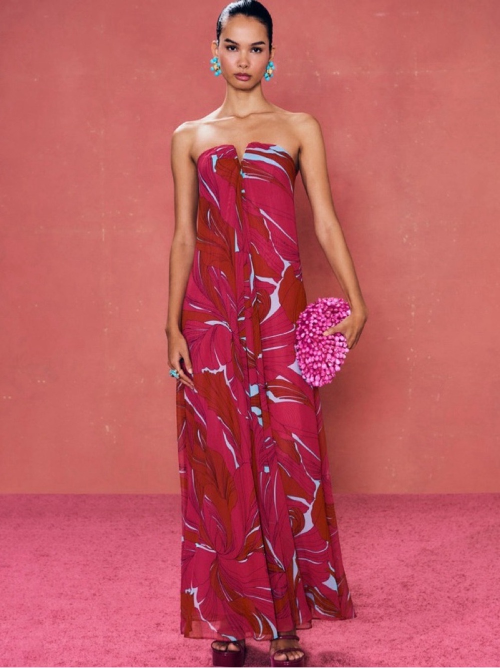 cult gaia Strapless Floral Janelle gown